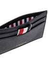 Debossed 4 Bar Pebble Grain Card Wallet Black - THOM BROWNE - BALAAN 5