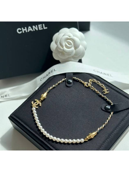 Pearl chain CC logo choker necklace necklace - CHANEL - BALAAN 2