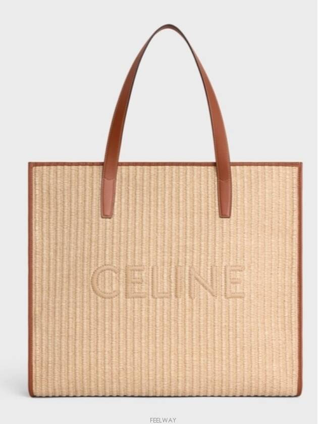 Large Cabas Raffia Effect Textile Celine Embroidery Tote Bag Natural - CELINE - BALAAN 2