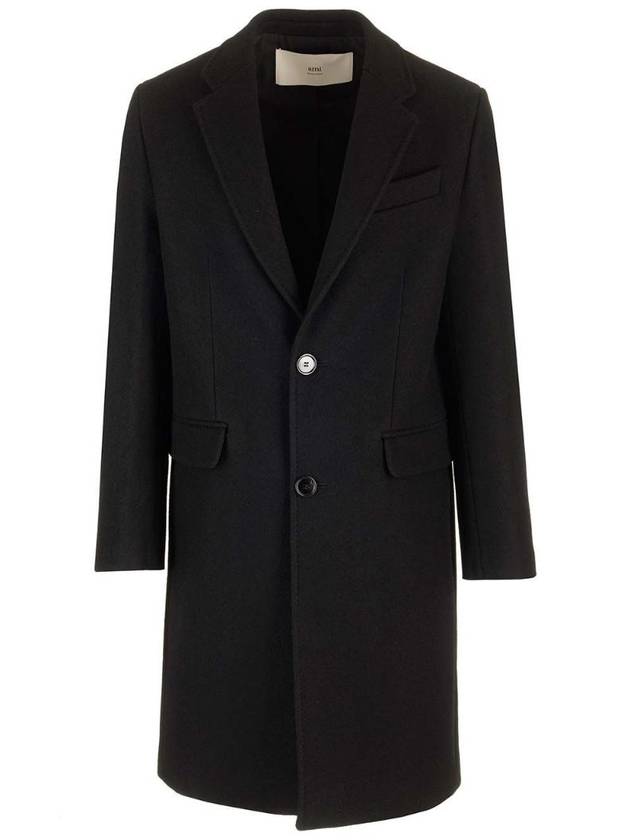 Wool Single Coat Black - AMI - BALAAN 1