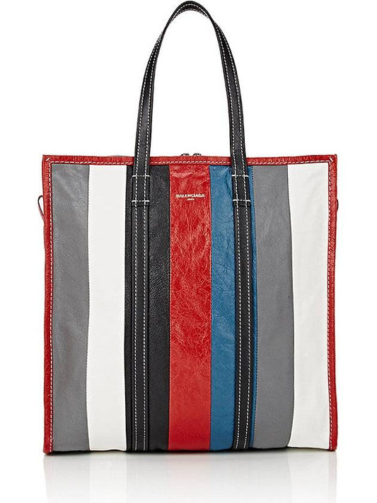 Bazar Striped Shopper Medium Tote Bag - BALENCIAGA - BALAAN 1