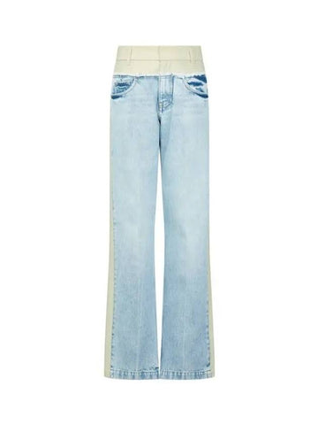 STELLA McCARTNEY two tone color combination denim pants light indigo - STELLA MCCARTNEY - BALAAN 1