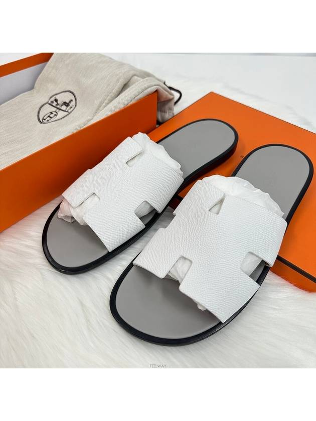 Izmir Epsom Calfskin Slippers White - HERMES - BALAAN 5