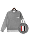 Milano Stitch 4-Bar Boxy Crew Neck Pullover Knit Top Grey - THOM BROWNE - BALAAN 2