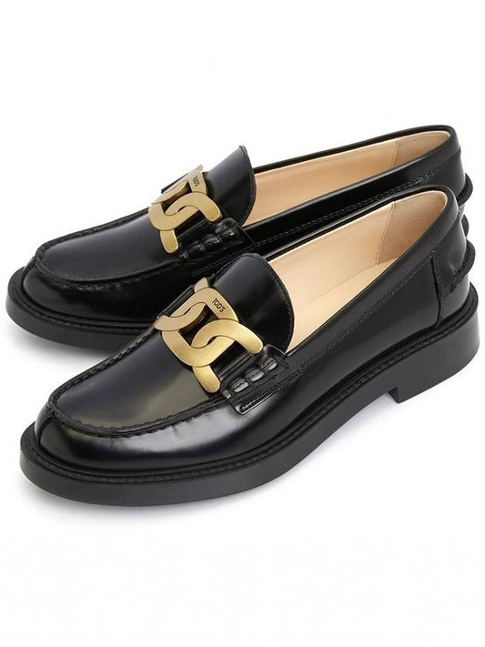 Brushed Leather Chain Loafers Black - TOD'S - BALAAN 2