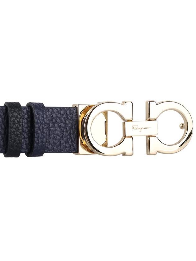 Reversible Gancini Leather Belt Black Navy - SALVATORE FERRAGAMO - BALAAN 6