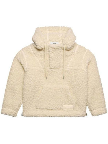 Drawstring Fleece Hoodie Ivory - AMI - BALAAN 1