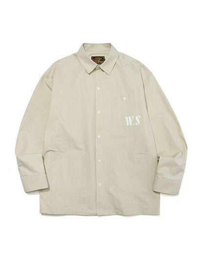 Military Utility Cotton Double Pocket Long Sleeve Shirt Ivory - OGARP - BALAAN 2