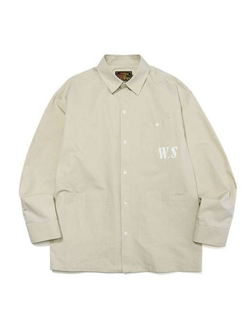 Military Utility Cotton Double Pocket Long Sleeve Shirt Ivory - OGARP - BALAAN 1