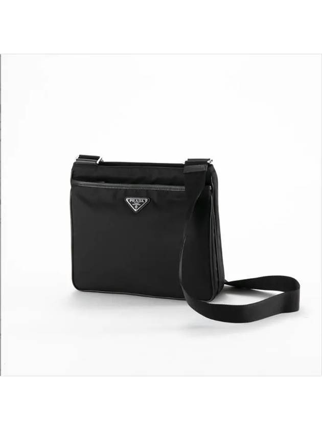 Triangle Logo Re-nylon Saffiano Leather Cross Bag Black - PRADA - BALAAN 2