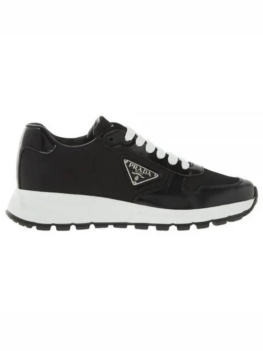 Prax 01 Re-Nylon Brushed Leather Low-Top Sneakers Black - PRADA - BALAAN 2