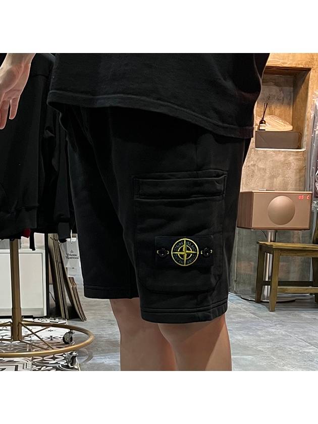 Wappen Patch Pocket Drawstring Shorts Black - STONE ISLAND - BALAAN 4