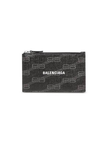 BB Monogram Coated Canvas Coin Card Wallet Black - BALENCIAGA - BALAAN 1