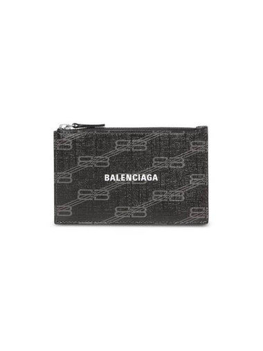 BB Monogram Coated Canvas Coin Card Wallet Black - BALENCIAGA - BALAAN 1