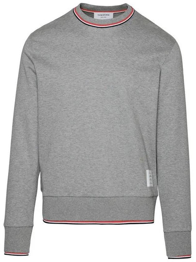 Logo Tab RWB Stripe Trimming Knit Top Grey - THOM BROWNE - BALAAN 2