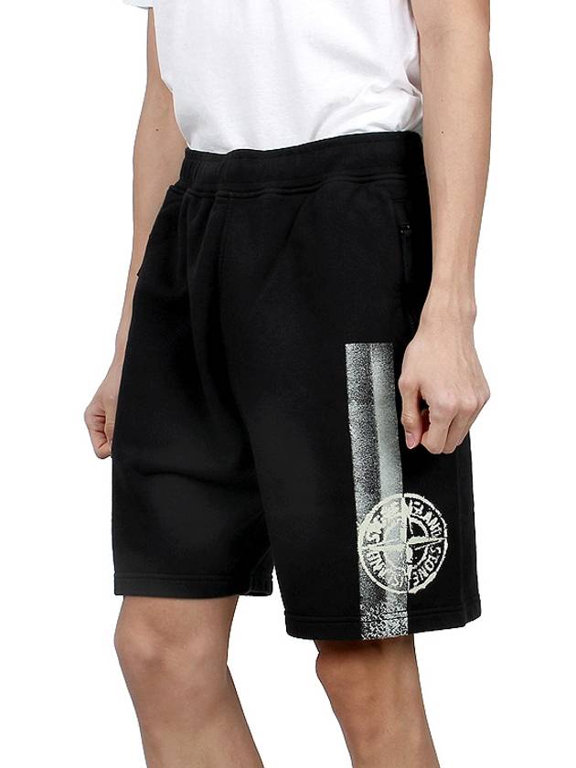 Washing Wappen Logo Training Cotton Shorts Black - STONE ISLAND - BALAAN 5