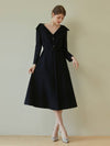 Women's Victoria Tweed Flared Midi Dress Navy - AME - BALAAN 2