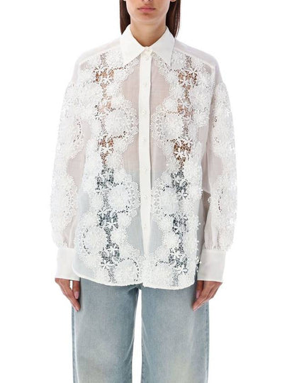 Halliday lace flower long sleeve shirt 9804TSS241_IVO - ZIMMERMANN - BALAAN 2