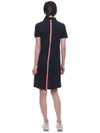 Classic Cotton Pique Center Back Stripe A-Line Short Sleeve Polo Short Dress Navy - THOM BROWNE - BALAAN 6