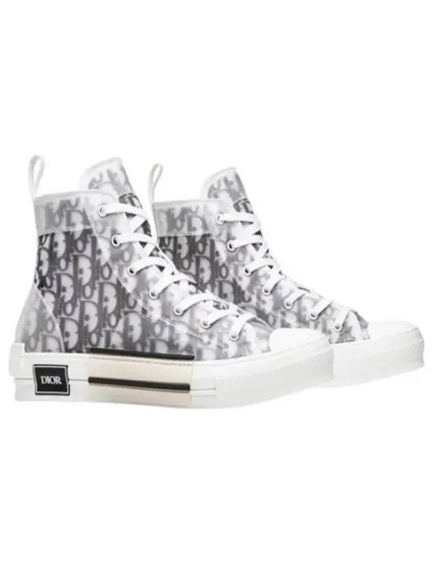 B23 Oblique Canvas High Top Sneakers White Black - DIOR - BALAAN 2