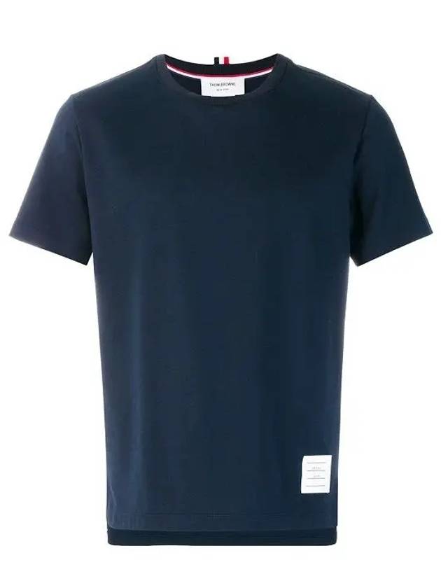 Men's Side Slit Relaxed Short Sleeve T-Shirt Navy - THOM BROWNE - BALAAN 3