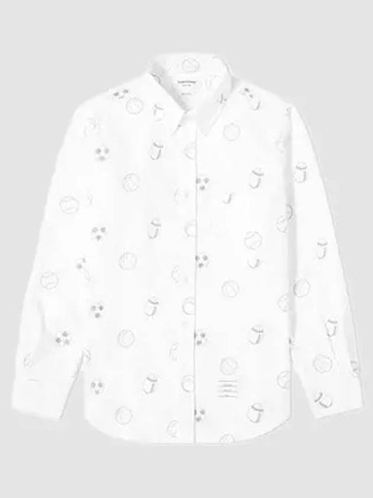 Multiball Embroidery Long Sleeve Shirt White - THOM BROWNE - BALAAN 2