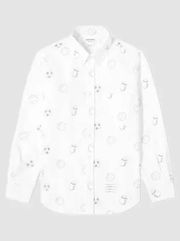 Multiball Embroidery Long Sleeve Shirt White - THOM BROWNE - BALAAN 3