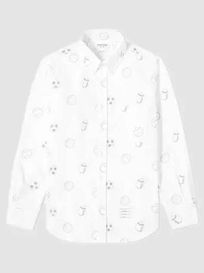 Multiball Embroidery Long Sleeve Shirt White - THOM BROWNE - BALAAN 2