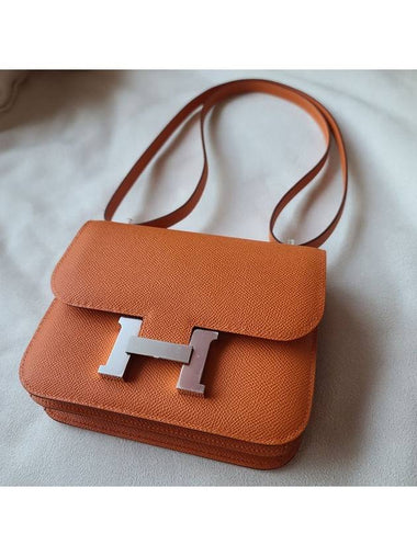 Constance 3 mini bag B engraved Appsong silver engraved orange H083905CK93 latest product - HERMES - BALAAN 1