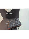 Calfskin Plain Folding Wallet Logo Folding Wallets Black - CHANEL - BALAAN 4