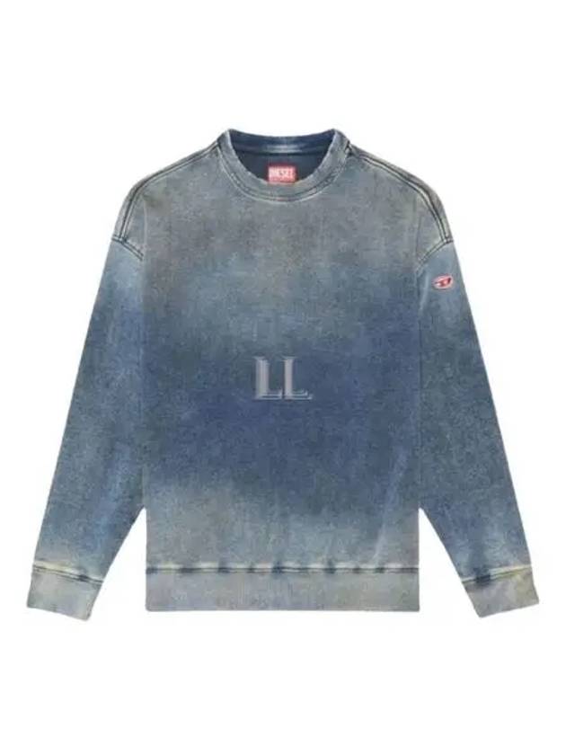 D Krib Ne Vintage Look Track Denim Sweatshirt Medium Blue - DIESEL - BALAAN 2