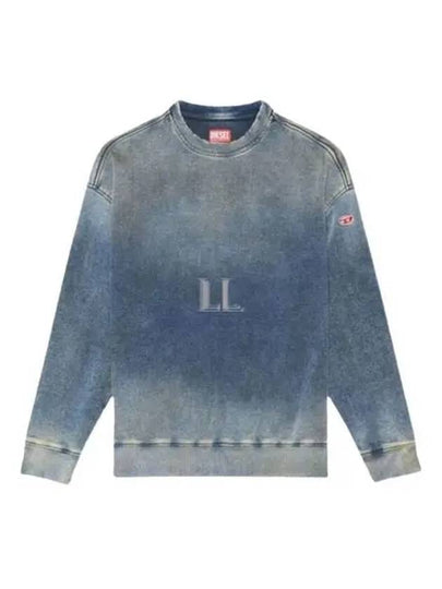 D Krib Ne Vintage Look Track Denim Sweatshirt Medium Blue - DIESEL - BALAAN 2