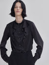 pleated detail satin blouse black - LIE - BALAAN 2