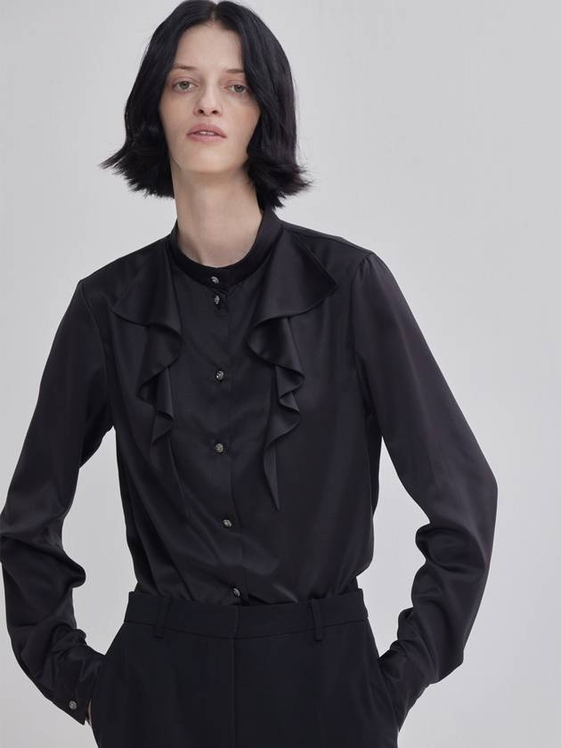 pleated detail satin blouse black - LIE - BALAAN 1