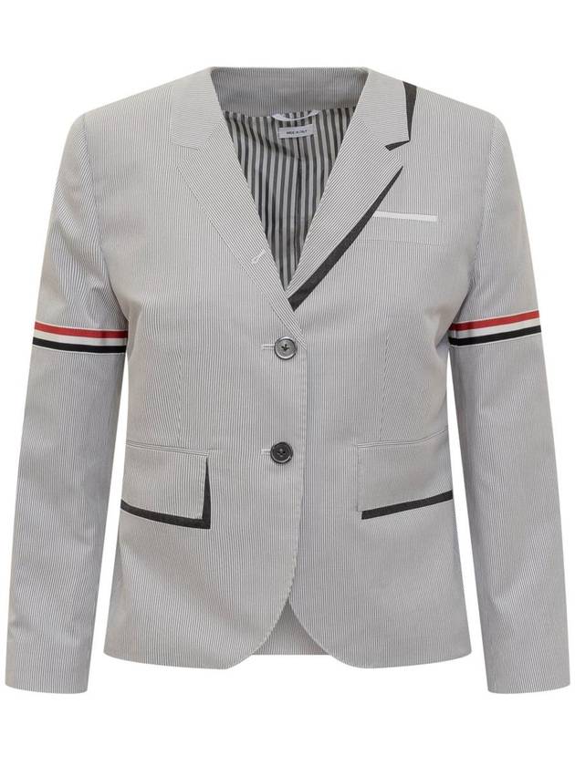 Trompe L Oeil Striped Blazer Jacket Light Grey - THOM BROWNE - BALAAN 2