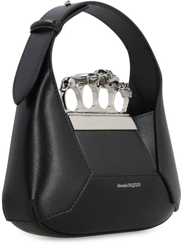 Jewel 4 Ring Mini Hobo Shoulder Bag Black - ALEXANDER MCQUEEN - BALAAN 4