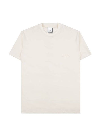 Cotton Leather Patch Short Sleeve T-Shirt Ivory - WOOYOUNGMI - BALAAN 1