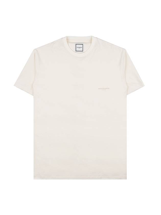 Cotton Leather Patch Short Sleeve T-Shirt Ivory - WOOYOUNGMI - BALAAN 1