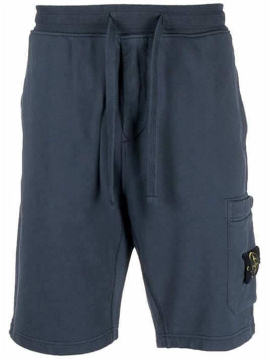 Waffen Patch  Fleece Bermuda Shorts Avio Blue - STONE ISLAND - BALAAN 2