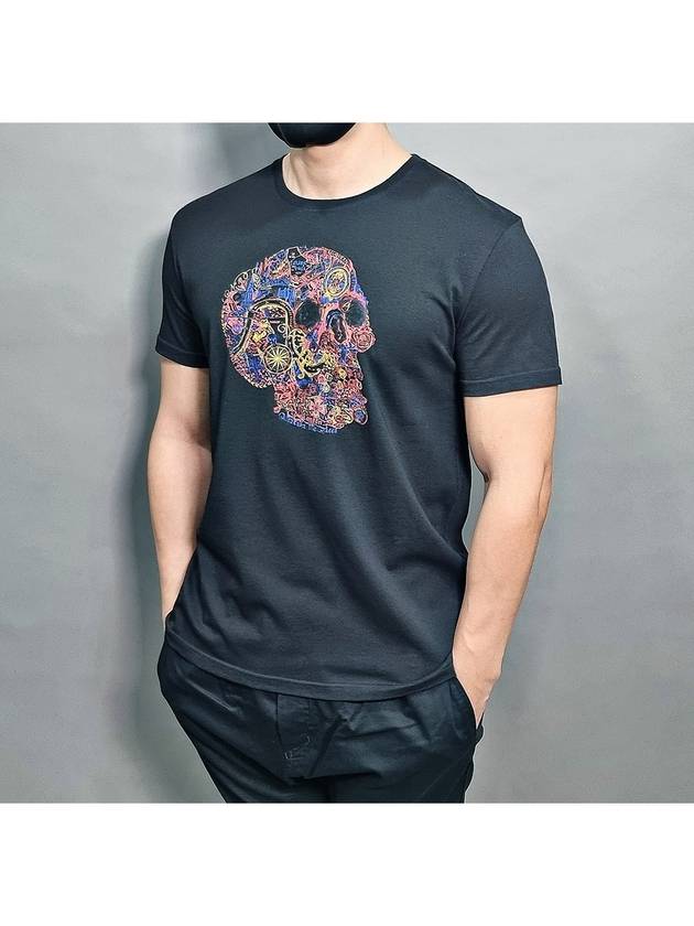 Skull Skull Printing Short Sleeve T-Shirt Black - ALEXANDER MCQUEEN - BALAAN 7