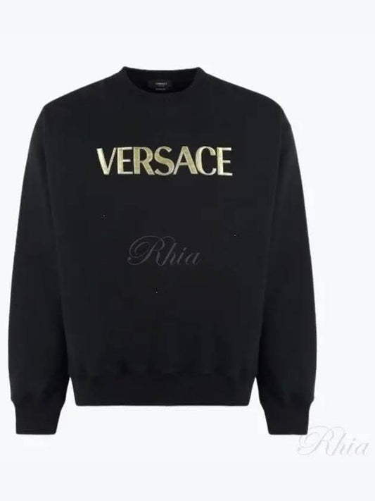 Metallic Logo Sweatshirt Black - VERSACE - BALAAN 2