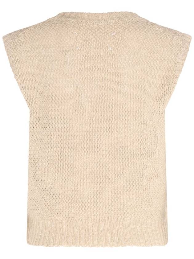 Stitched V Neck Knit Vest Beige - MAISON MARGIELA - BALAAN 3