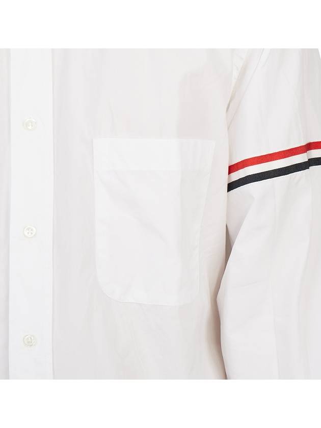 Men's Poplin Grosgrain Armband Classic Long Sleeve Shirt White - THOM BROWNE - BALAAN 10