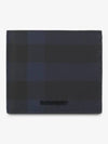 Check Half Leather Half Wallet Navy - BURBERRY - BALAAN 2