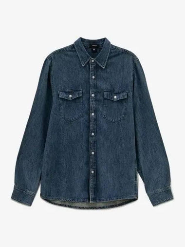 Western Denim Shirt Indigo W1013PCINDIGO - WARDROBE.NYC - BALAAN 1