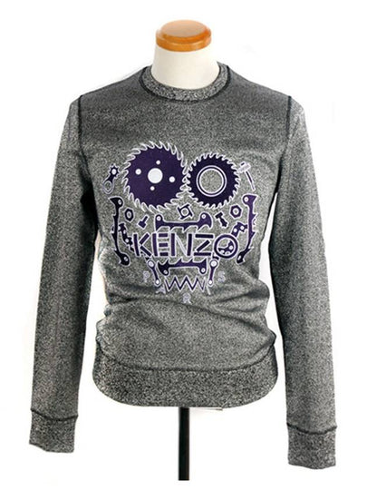 5SW062 AG silver pearl brushed sweatshirt sawtooth embroidery - KENZO - BALAAN 2