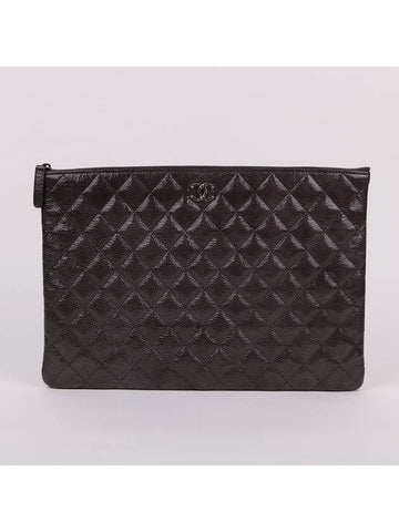 CC silver gray patent large clutch bag - CHANEL - BALAAN 1