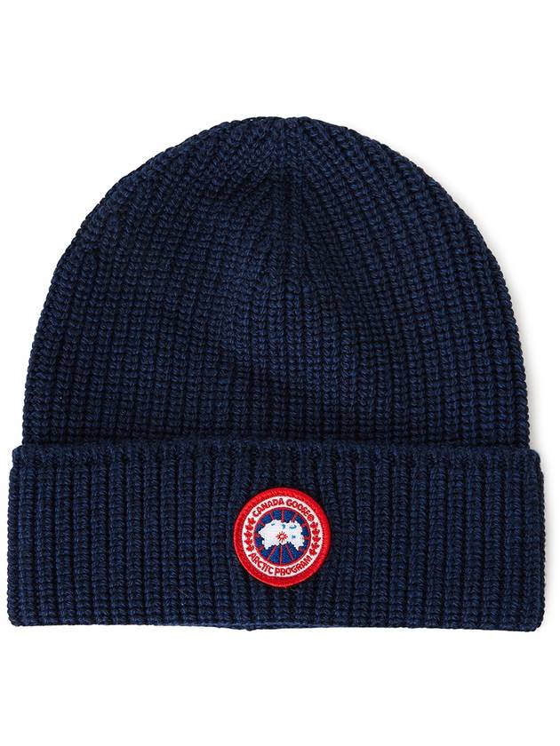 Logo Arctic Disc Rib Beanie Navy Heather - CANADA GOOSE - BALAAN 2