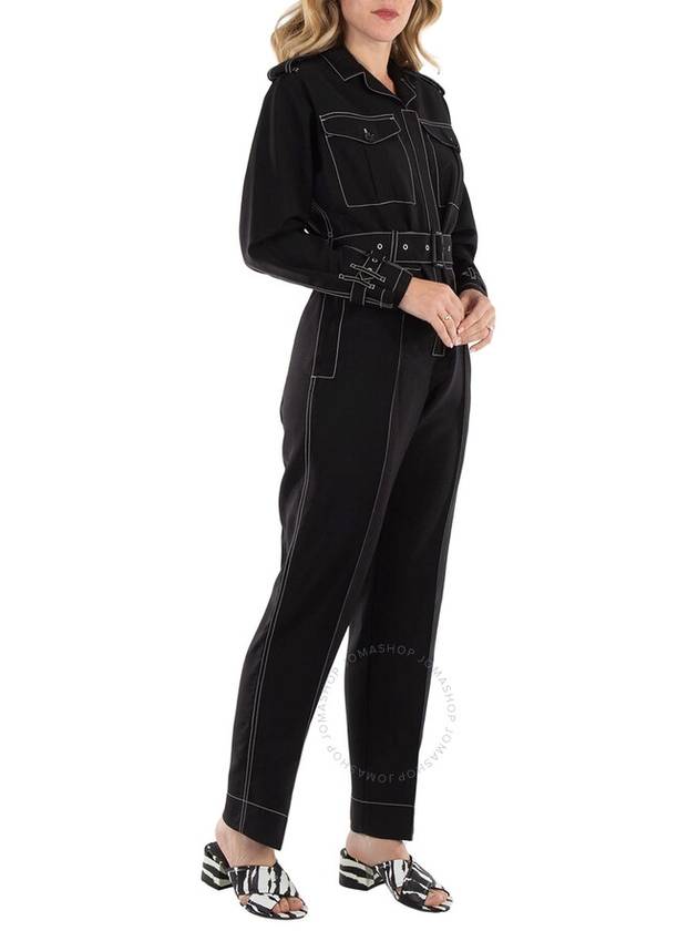 Burberry Black Catalina Long-Sleeve Belted Jumpsuit, Brand Size 6 (US Size 4) - BURBERRY - BALAAN 2