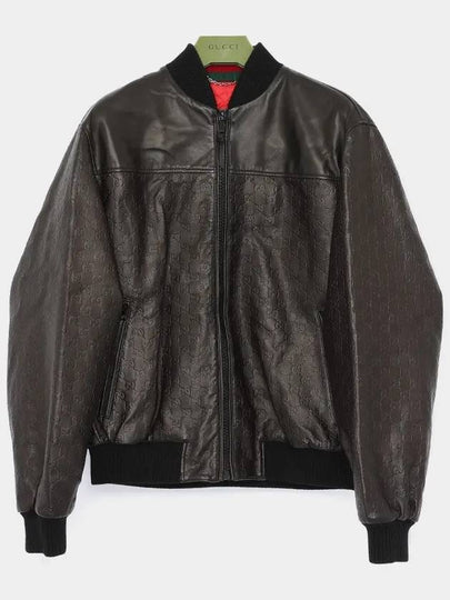 Embossed GG Logo Leather Jacket Black - GUCCI - BALAAN 2